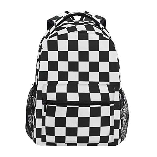 FJAUOQ Mochila de ajedrez cuadrada abstracta a cuadros para niños y niñas, mochila escolar, mochila de viaje, Como se muestra en la imagen, Taille unique