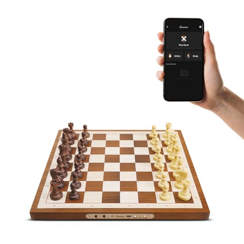 Chessnut Air Electronic Chess Set, un magnífico Tablero de ajedrez de Madera Hecho a Mano con Reinas adicionales, Luces LED, Juego electrónico adaptativo con Inteligencia Artificial y aplicación.