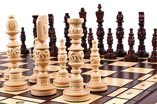 Master of Chess Tablero Ajedrez Madera con Piezas “GALANT” 58 cm - Hecho a Mano y Portatil Grande Juego de Ajedrez para Niños y Adultos - Figuras de Ajedrez Talladas