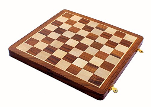StonKraft Tablero de ajedrez de Madera sin Piezas - Piezas de ajedrez de Madera y latón adecuadas Disponibles por Separado (14' x 14', Madera de Acacia)