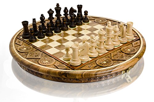 Master of Chess Tablero Ajedrez Madera con Piezas “Ruby” 35x35 cm - Hecho a Mano y Portatil Grande Juego de Ajedrez para Niños y Adultos