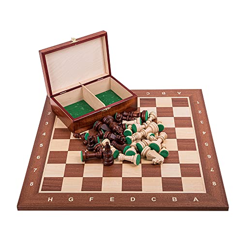 Square - Profesional Ajedrez de Madera Nº 6 - Caoba - Tablero de ajedrez + Figuras - Staunton 6