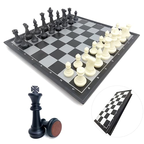 ChessEbook Ajedrez Magnetico Plegable (Negro, Blanco) 36 × 36 cm, Tablero de Viaje Portatil de Rompecabezas, Piezas Ajedrez, Chess Board