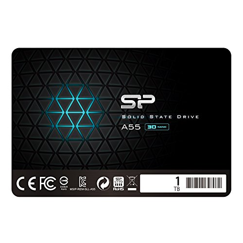 Silicon Power-1TB SSD 3D NAND A55 SLC Cache Performance Boost SATA III 2.5' 7mm (0.28') Internal Solid State Drive , Black