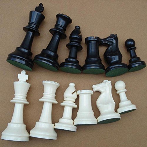 Juego de Piezas de ajedrez, Juego de ajedrez Internacional de plástico Juego Completo de Piezas de ajedrez(77 mm) Chess Pieces