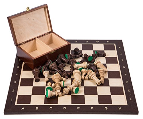 Square - Profesional Ajedrez de Madera Nº 5 - WENGE - Tablero de ajedrez + Figuras - Staunton 5