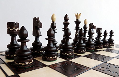 Master of Chess Tablero Ajedrez Madera con Piezas “Indian” 54 cm - Hecho a Mano y Portatil Grande Juego de Ajedrez para Niños y Adultos - Construcción Sólida