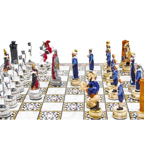 ggs grandgiftstore Tablero de ajedrez hecho a mano con diseño de mosaico con piezas de ajedrez otomanas pintadas a mano, tablero de ajedrez hecho a mano, juego de ajedrez único, juego de ajedrez