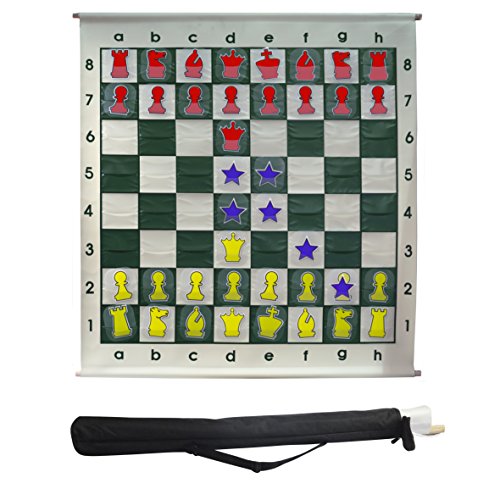 SchachQueen - Tabla de demostración XXL (Demobrett) Tablero de ajedrez rodable, figuras encajables, tamaño del campo 100 mm.