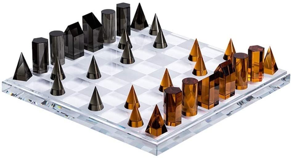 Juego de ajedrez Juego de ajedrez de Cristal Internacional Tablero de ajedrez Piezas de ajedrez geométricas de Alta Gama, ajedrez Internacional de Lujo Ligero Decoración de Escritorio de Oficina