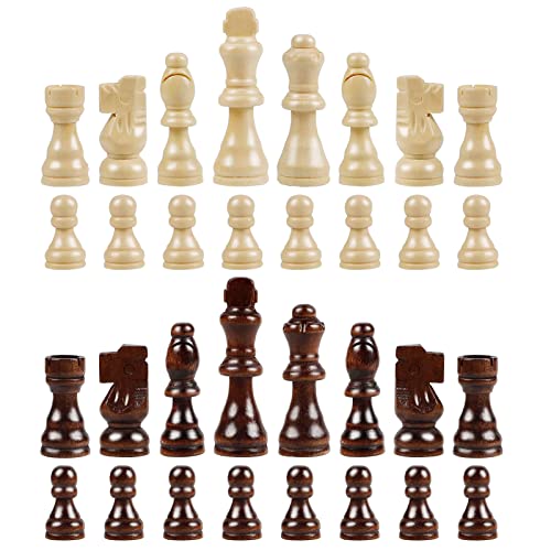 Fesjoy Piezas de ajedrez internacionales, 32 piezas de ajedrez internacionales de madera de repuesto para el juego de ajedrez
