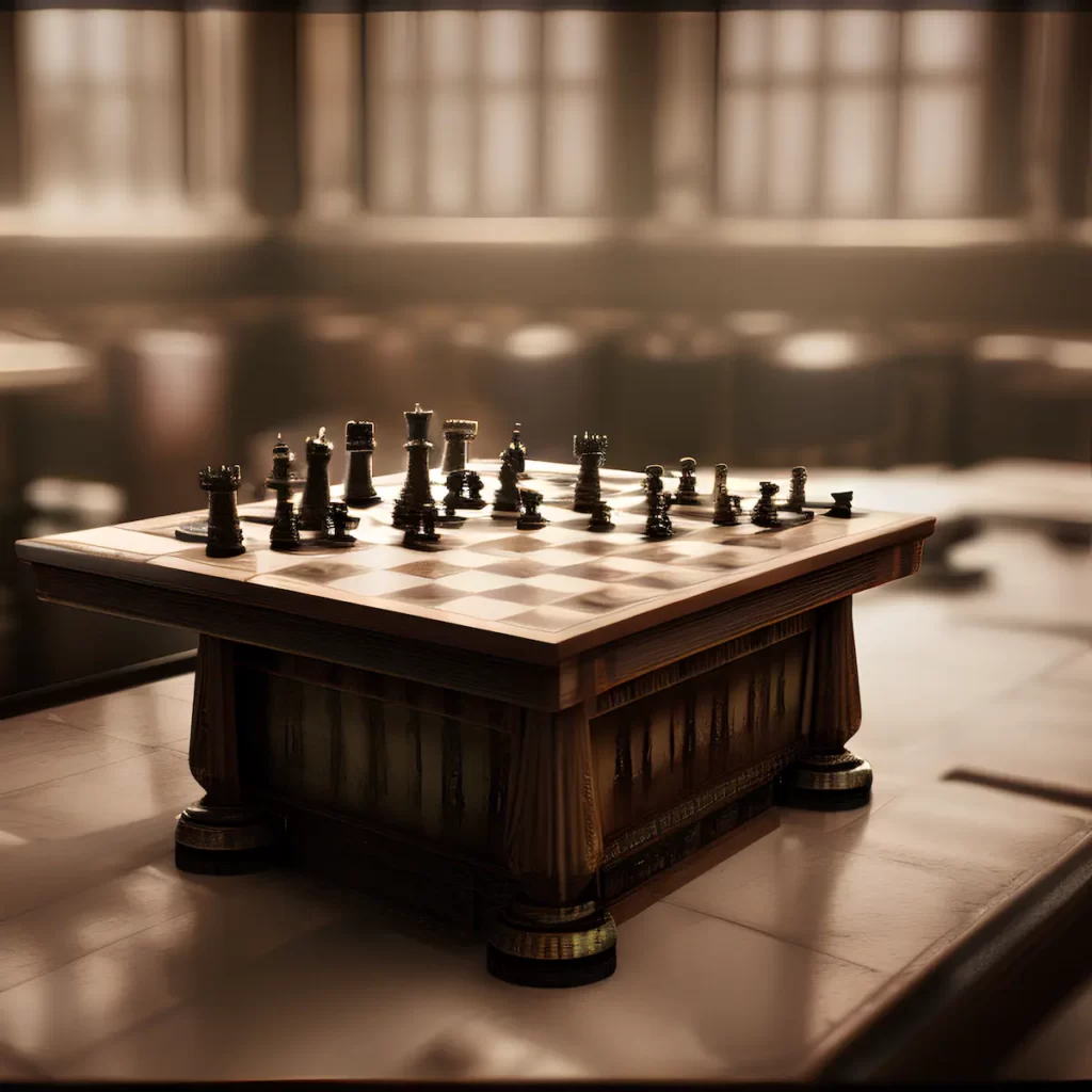 mesa de ajedrez antigua