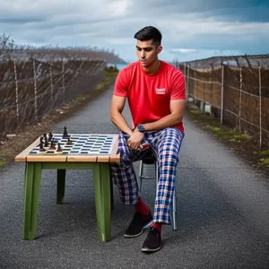 Pantalón deportivo con panel lateral de cuadros de ajedrez