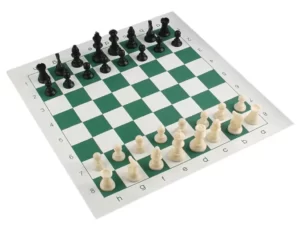 tablero de ajedrez enrollable con piezas de ajedrez de plástico